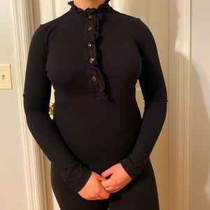 Tory Burch Mock Neck Long Sleeved Polo